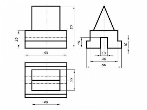 Перечертить виды в М1:1; добавить недостающий вид и начертить изометрию. Задания под номером 4.