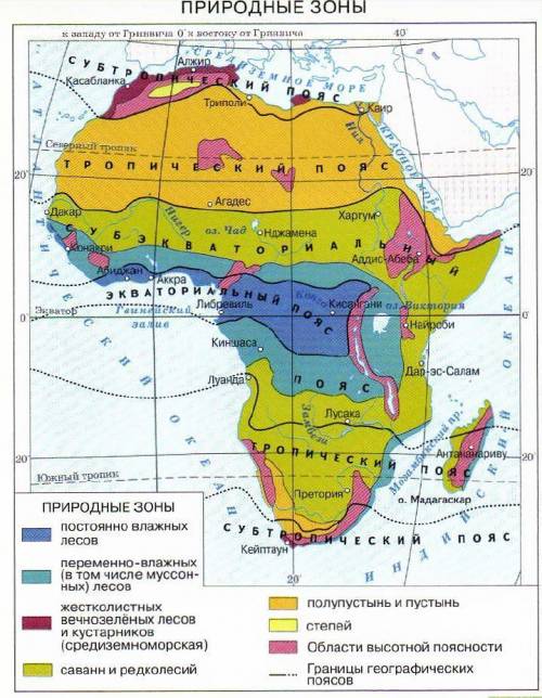 Перечисли природные зоны Африки от экватора в северном полушарии