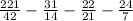 \frac{221}{42} - \frac{31}{14} - \frac{22}{21} - \frac{24}{7}