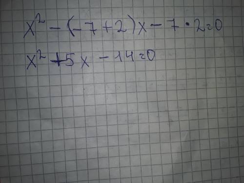 Используя обратную теорему Виета, напишите сокращенное квадратное уравнение с корнями x1 = -7 и x2 =