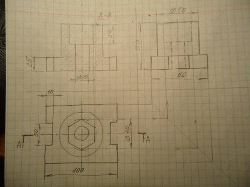 начертить вид слева и сечение детали нужно