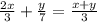 \frac{2x}{3} + \frac{y}{7} = \frac{x+y}{3}