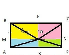 Докажите что сумма расстояний от любой точки лежащей внутри прямоугольника до его вершин больше полу