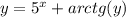 y = {5}^{x } + arctg(y)