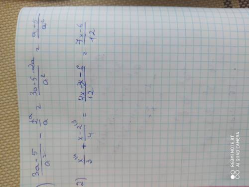 1)знайдіть різницю дробів 3a+5 і 2 а² а2)знайдіть сумму дробів x і x-2 -- 3 4​