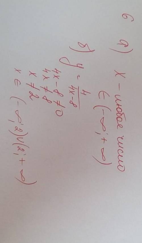 6. Найдите область определения функции, заданной формулой: а) у = 72 -4,5хб) у= 4 / 4х-8 ​