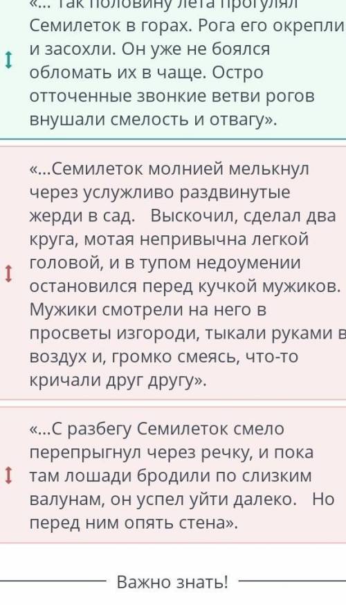 Расположи цитаты в соответствии с сюжетом рассказа А. Новосёлов «Санькин марал». (в онлайн мектепе)м