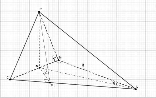 Найдите площадь боковой поверхности пирамиды, если известна сторона основы а, угол альфа и два угла