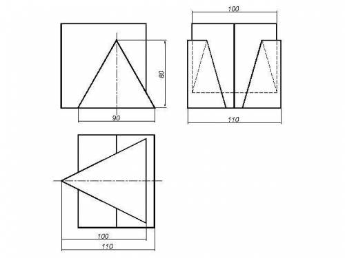 Черчение Начертить 3-й вид и изометрию