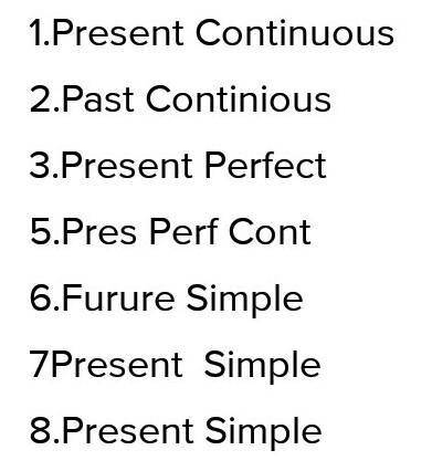 Для каждого предложени соответствующие время a) Present Perfect b)Present Continuous :)Present Simpl