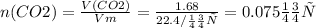 n(CO2)=\frac{V(CO2)}{Vm } = \frac{1.68л}{22.4л/моль} = 0.075моль