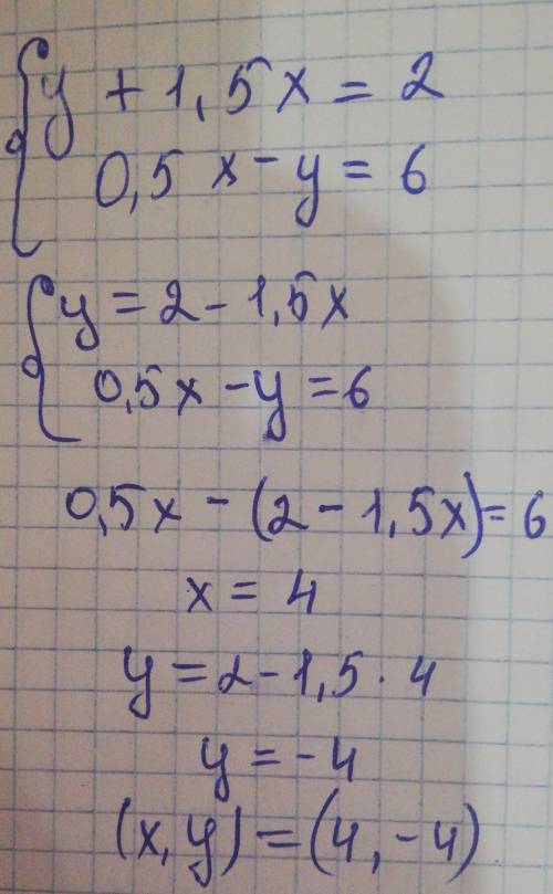 5. [ ] решите графическим методом систему уравнений: (y+ 1,5 x = 2 10,5 x-у