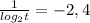 \frac{1}{log_2t} =-2,4