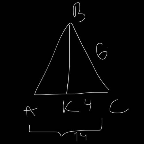 ВК – бісектриса кутаАВС, АС = 14 м, СВ = 6 м, СК= 4 м. Знайдіть довжину АВ.​
