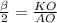 \frac{\beta }{2} =\frac{KO}{AO}