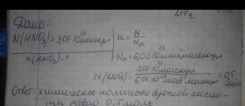 Определи химическое количество азотной кислоты в порции, содержащей 6,02⋅1023 молекул. Вычисляй с то