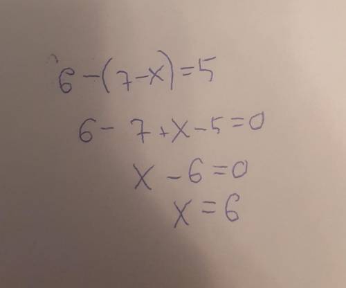 1.Чему равен корень уравнения: 6 - (7 - x) = 5 A. -6В. 4C. -4D. 5