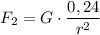 F_2 = G\cdot \dfrac{0,24}{r^2}