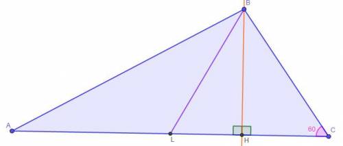В треугольнике ABC BL - медиана, проведена к основанию, а BH высота, опущенная на основание. Известн
