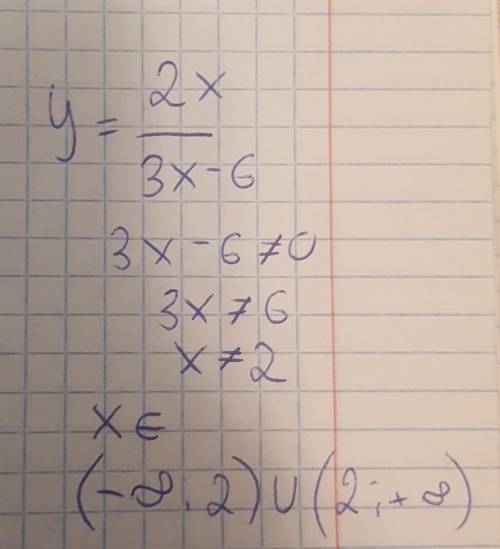 Найдите область определения функции у = 2х /3х