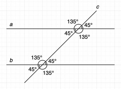 Задача: Построить две параллельные прямые, провести линию пересекающую эти прямые. Измерить все полу