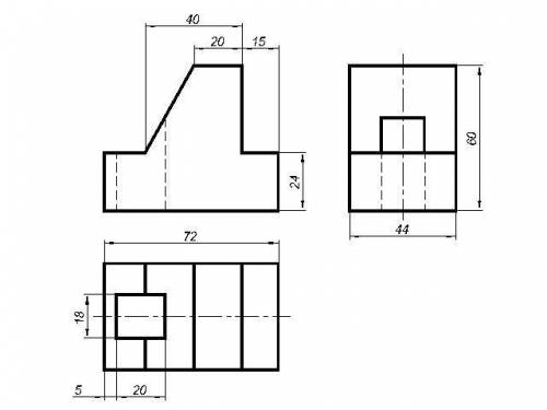 инженерная графика построение трех видов,слева,спереди,сверху