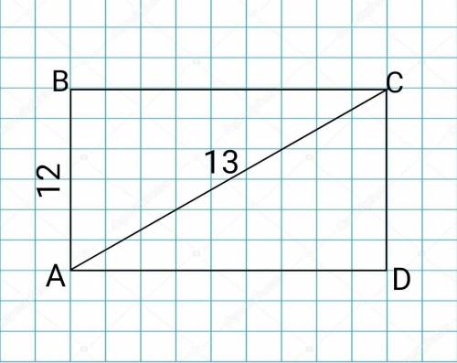 Найдите площадь прямоугольника abcd, если ab=12 см, ac=13 см