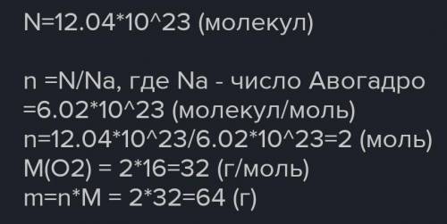 Обчисліть масу 12*10 в 23(степінь) молекул кисню