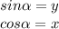 sin \alpha = y \\ cos \alpha = x