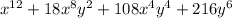 x^{12}+18x^{8}y^{2}+108x^{4}y^{4}+216y^{6}