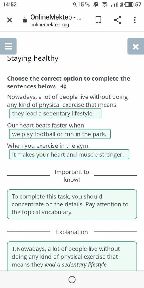 Staying healthy Choose the correct option to complete the sentences below.Nowadays, a lot of people