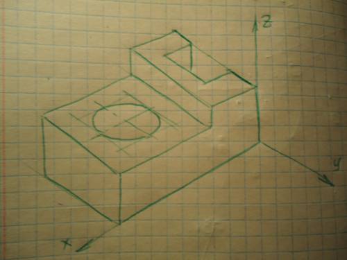 Построить изометрическую проекцию детали по заданному чертежу( задание выполняется на листе формата