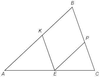 Признаки подобия треугольников В треугольнике ABC через точку E, которая делит сторону AC в отношени
