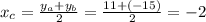 x_c=\frac{y_a+y_b}{2} =\frac{11+(-15)}{2} =-2