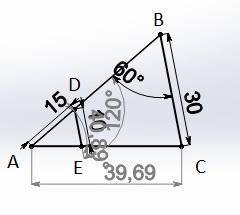 В треугольнике ABC отмечены точки D на AB и E на АС так, что ZADE = 2CBA. AE = 8 DE = 10, BC = 30, a