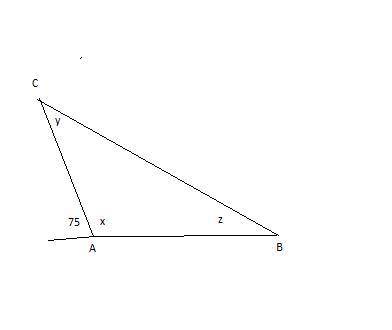 Один із зовнішніх кутів трикутника дорівнює 75°. Чомудорівнює:1) кут трикутника при цій вершині;2) с