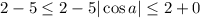 2-5\leq 2-5|\cos a|\leq 2+0