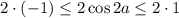 2\cdot(-1)\leq 2\cos 2a\leq 2\cdot1