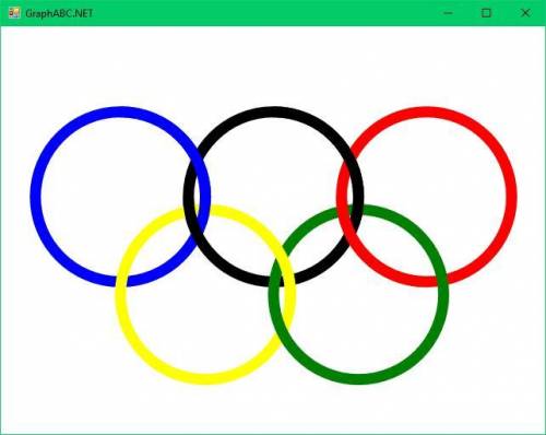 Напишите код в программе Pascal, чтобы получился рисунок олимпийских колец, как на картинке. Буду оч
