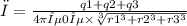 φ = \frac{q1 + q2 + q3}{4\piε0ε \times \sqrt[3]{r1 {}^{3} + r2 {}^{3} + r3 {}^{3} } }