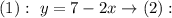 (1): \ y = 7-2x \rightarrow (2):