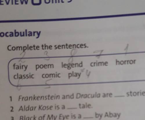 1 Complete the sentences. fairy poem legend crime horrorclassic comic playa1 Frankenstein and Dracul