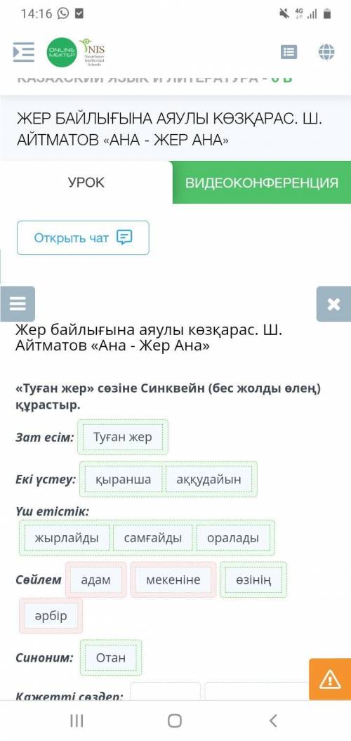 Жер байлығына аяулы көзқарас. Ш. Айтматов «Ана - Жер Ана» «Туған жер» сөзіне Синквейн (бес жолды өле