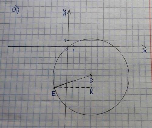 Составьте уравнение окружности, радиусом которого есть отрезок DE, если D (4;-5), E (-2:-7)