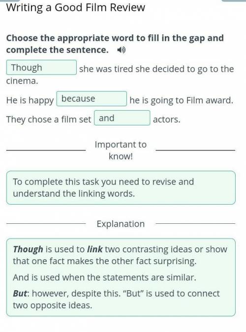 Writing a Good Film Review Choose the appropriate word to fill in the gap and complete the sentence.