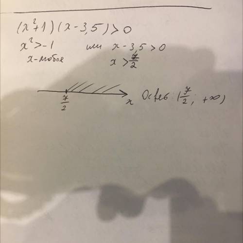 (х²+1)(х-3.5)›0решите неравенство методом интервалов​