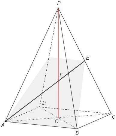 3. В правильной четырехугольной пирамиде PABCD через ребро AB и середину ребра РС проведите сечение.