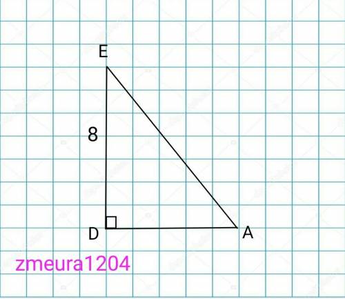 В триугольнике аде угол д равен 90 градусов де равно 8 синус а равен 0.2 найдите гипотинузу​