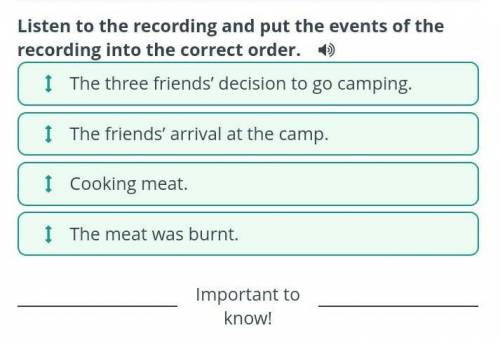 Listen to the recording and put the events of the recording into the correct order. 1) 1 The meat wa
