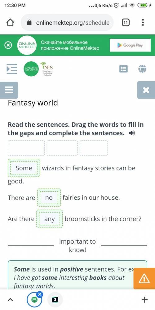 Fantasy world Read the sentences. Drag the words to fill in the gaps and complete the sentences.Some